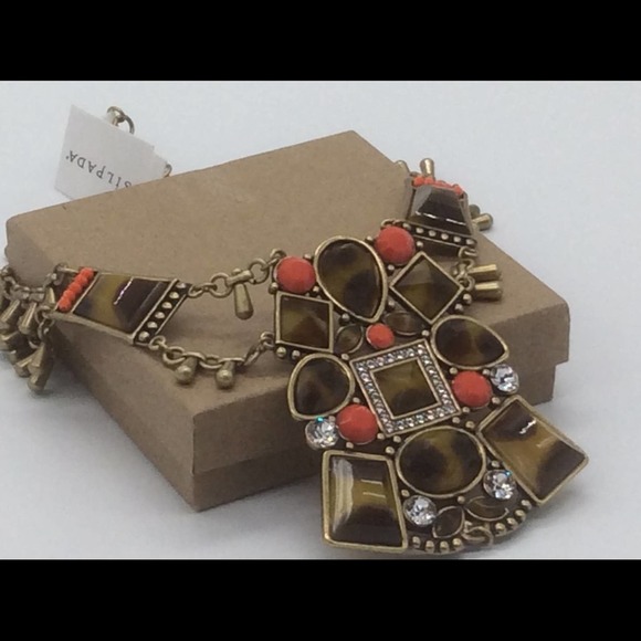 Silpada Brass Sahara Sun Statement Necklace SWAROVOSKI‎ Retired - Picture 1 of 8